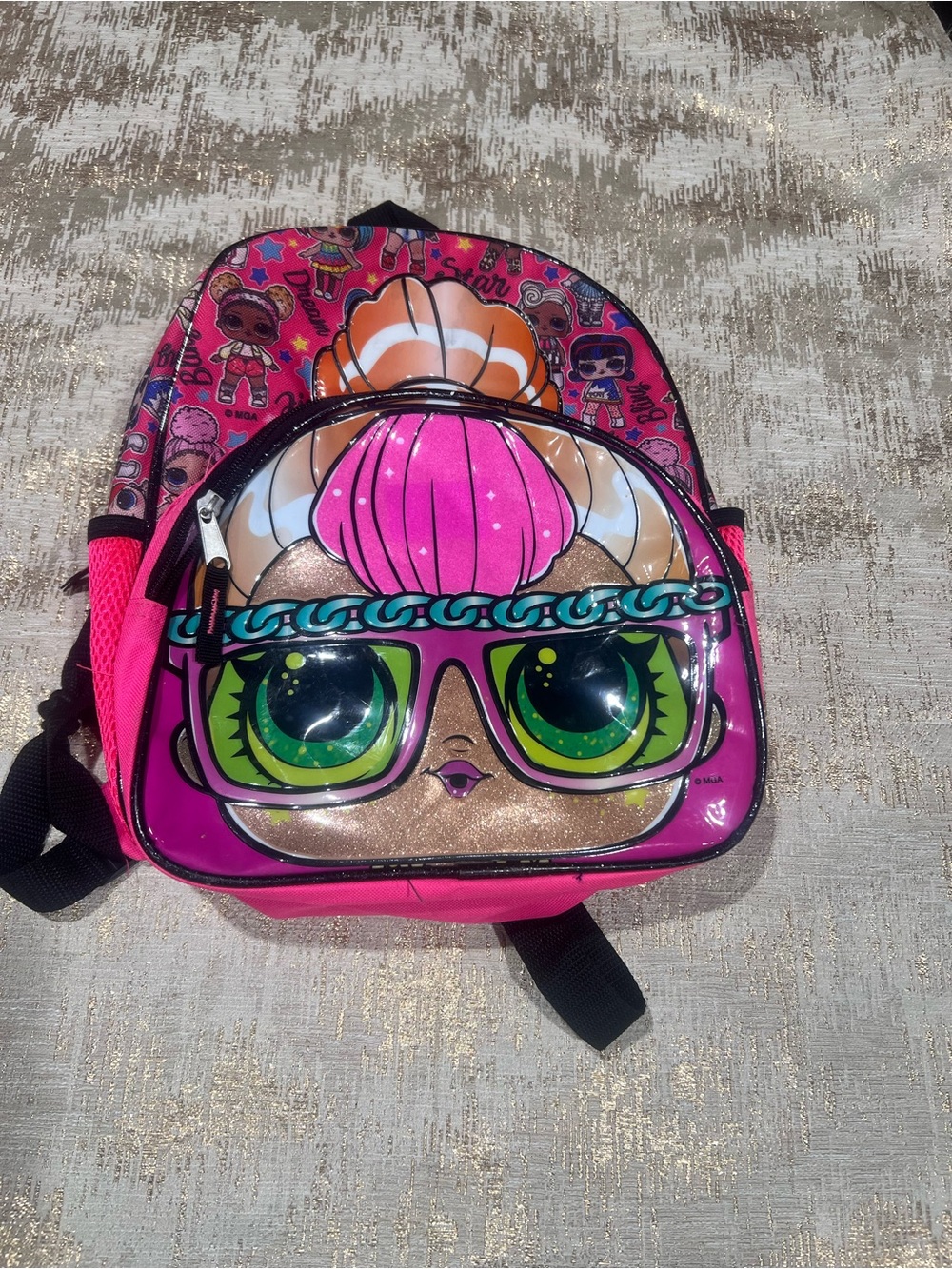 L.O.L. Surprise! Pink Glitter Character Backpack with Green Accents